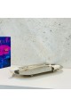 Stainless steel serving plate, size 18 x 36 x 4 cm