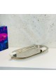 Stainless steel serving plate, size 18 x 36 x 4 cm