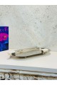 Stainless steel serving plate, size 18 x 36 x 4 cm