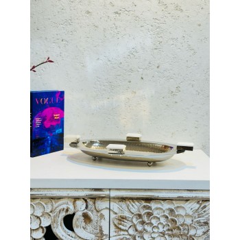 صحن تقديم من الاستانلس استيل مقاس39×20×5سم 