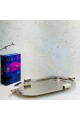 Stainless steel serving plate, size 46 x 26 x 3 cm