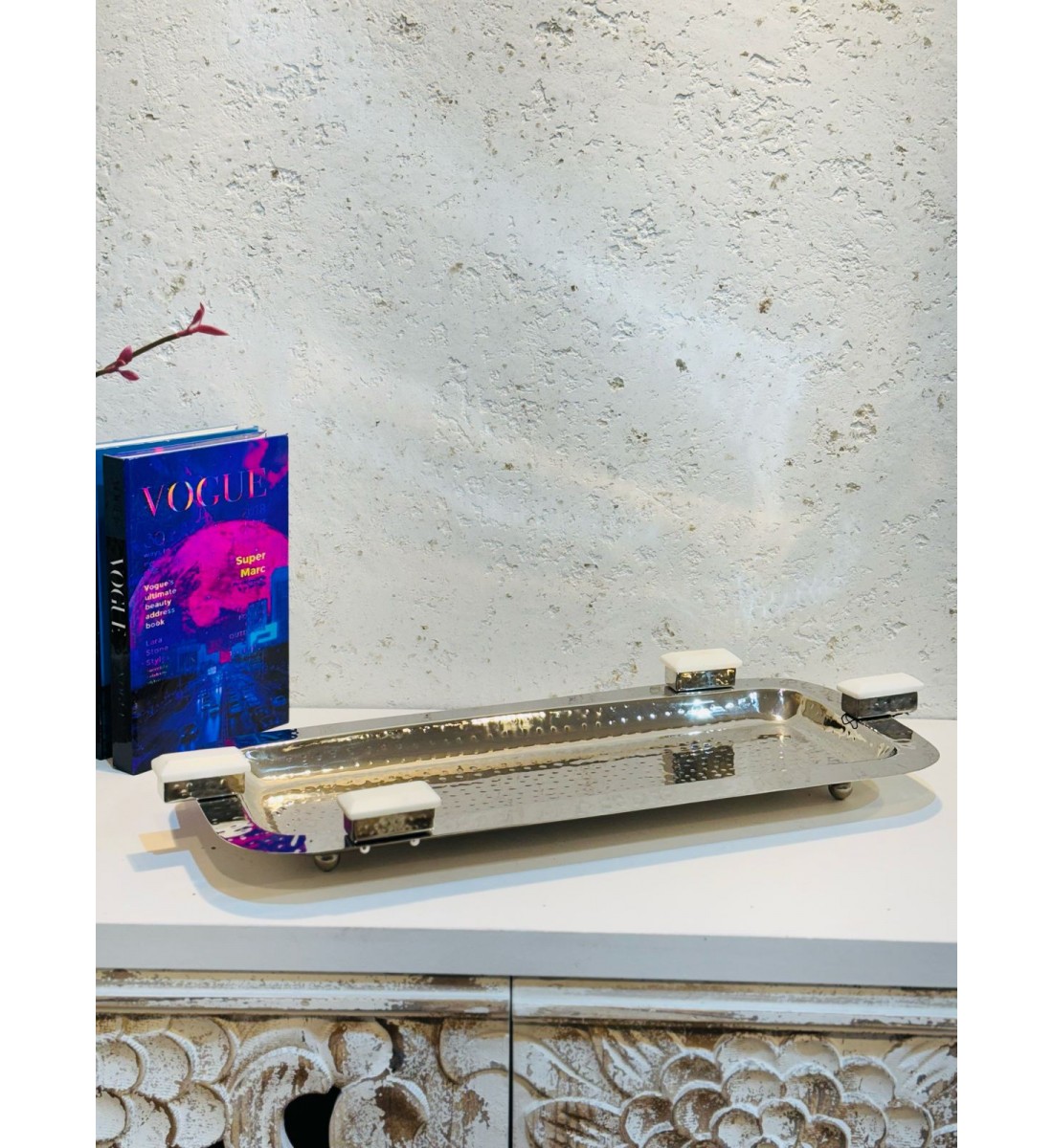 Stainless steel serving plate 48 x 21 x 3 cm
