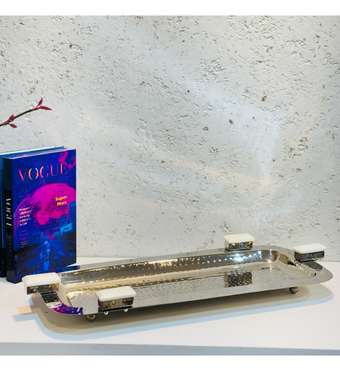 Stainless steel serving plate 48 x 21 x 3 cm