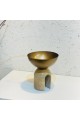 Round metal tray with marble 19 x 17 x 17 cm