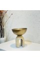 Round metal tray with marble 19 x 17 x 17 cm