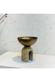 Round metal tray with marble 19 x 17 x 17 cm