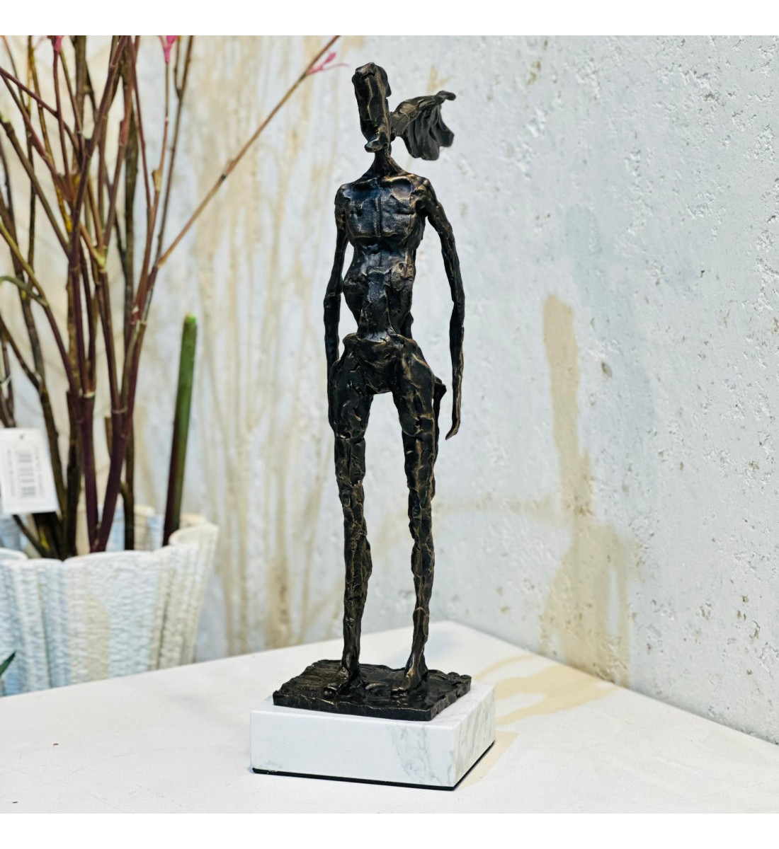 زينة ديكور بتصميم نحت  تجريدي قاعده رخام  -33×10×8سم