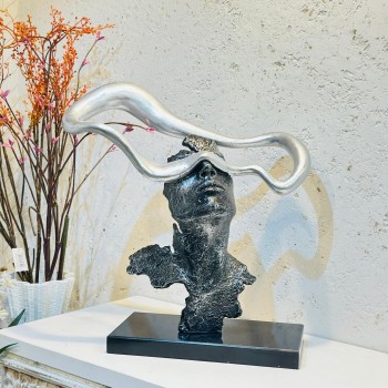 زينة ديكور بتصميم نحت  تجريدي قاعده رخام  -46×44×16سم