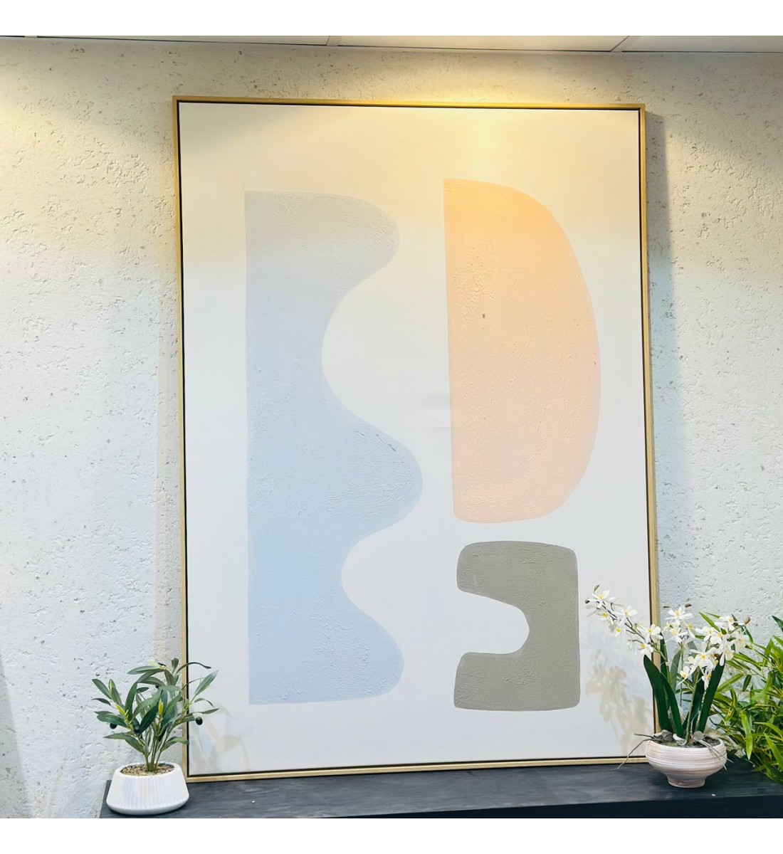 لوحة اطار خشبي قماش جبسية تصميم انيق  140×100سم 