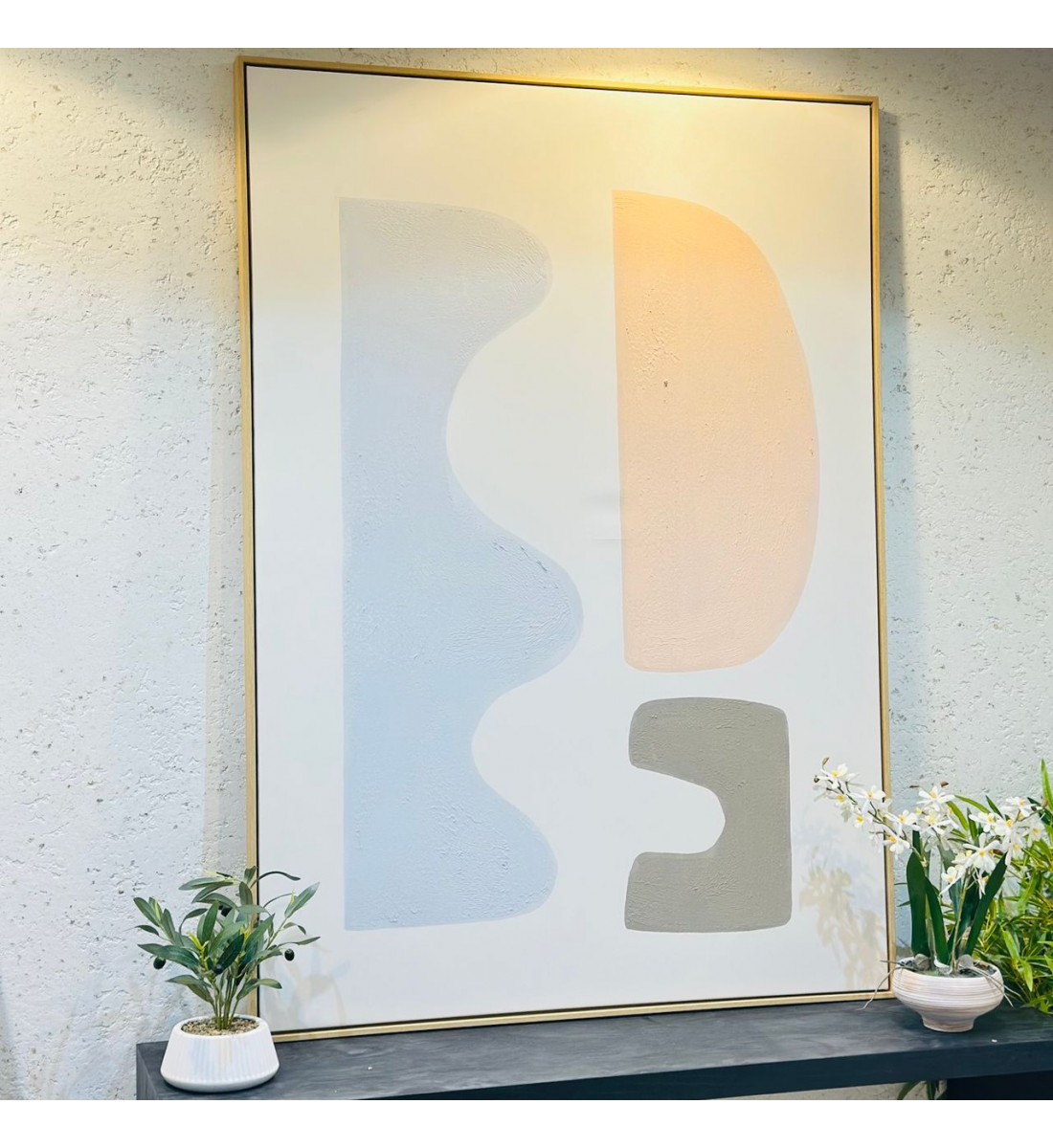 لوحة اطار خشبي قماش جبسية تصميم انيق  140×100سم 