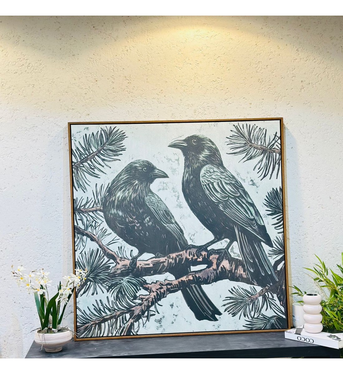 لوحة اطار خشبي قماش تصميم انيق  100×100سم 