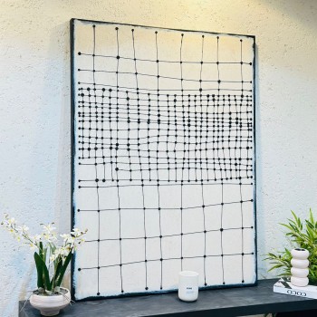 لوحة اطار خشبي قماش منقط بارز تصميم انيق  120×90سم 