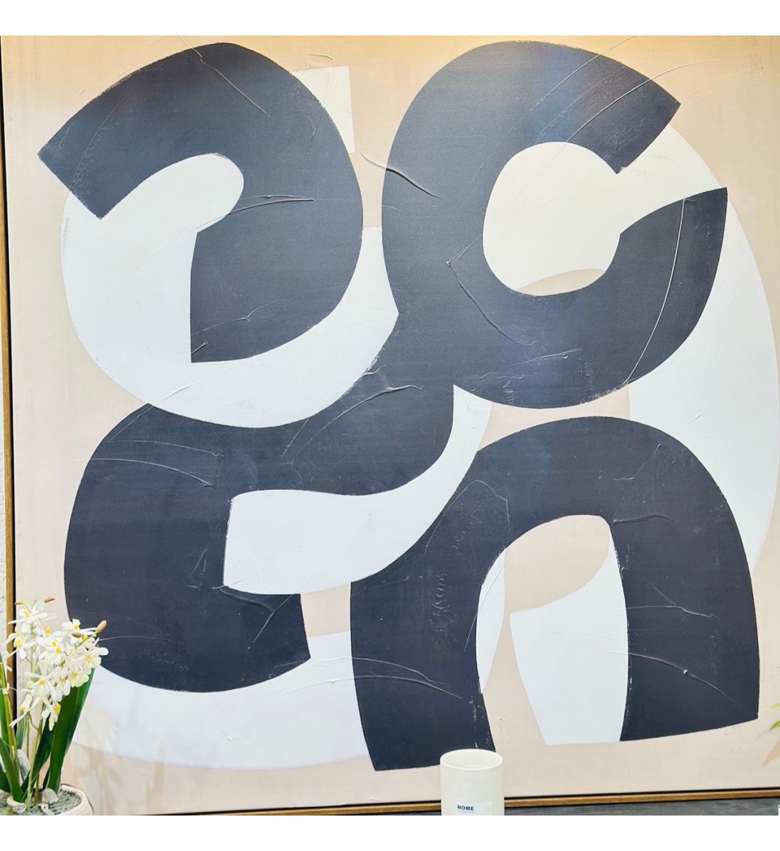 لوحة اطار خشبي قماش  ملمس خشن تصميم انيق  120×120سم 