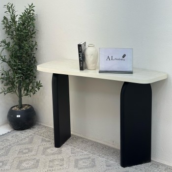 طاولة  مدخل سطح  بديل الرخام ملمس ناعم قاعده خشب لون اسود