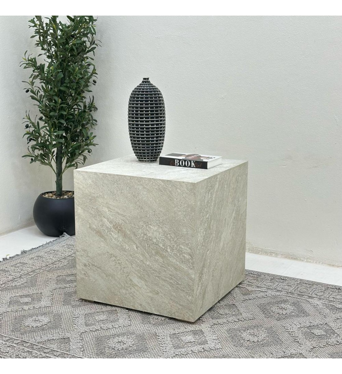 طاولة زاوية بديل حجر ملمس خشن 60*60*60سم 