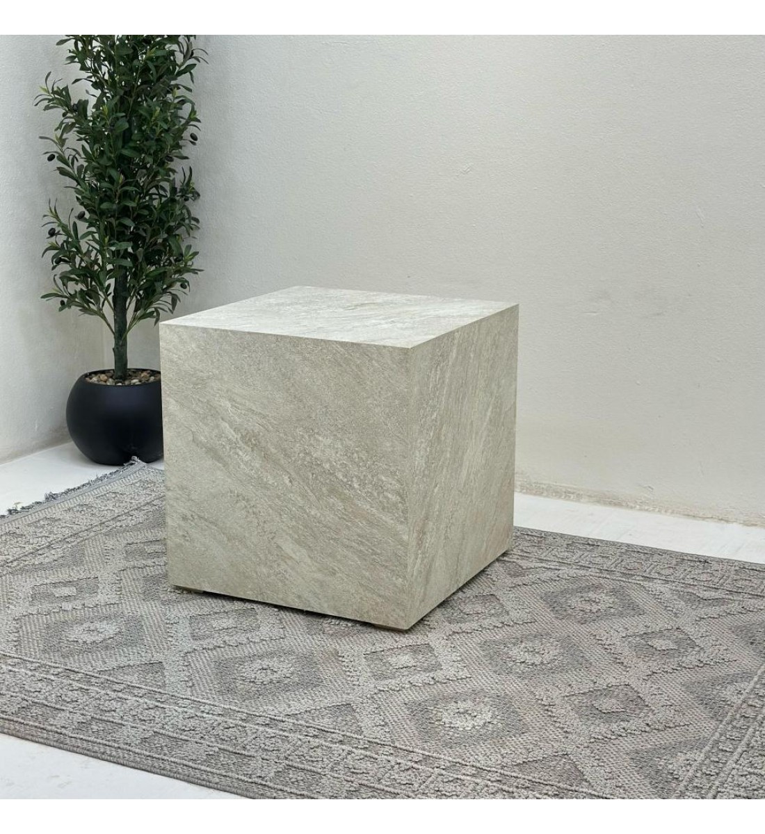 طاولة زاوية بديل حجر ملمس خشن 60*60*60سم 