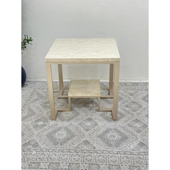 طاولة زاوية سطح بديل الرخام قاعدة حديد لون مكس 60*60*60 سم 