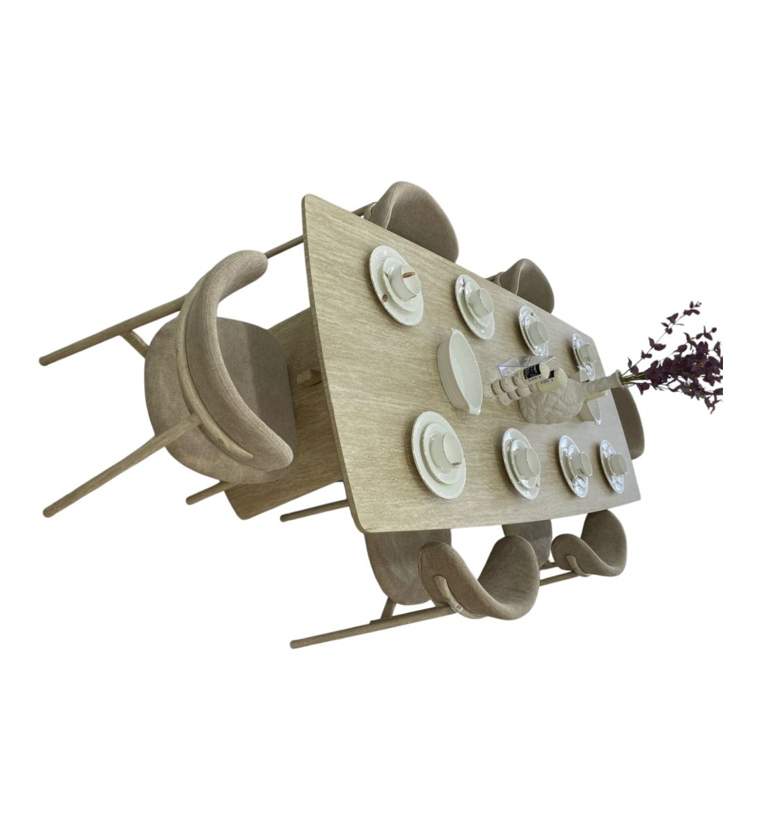 طقم طاولة طعام 6 اشخاص بديل الرخام مقاس 160*100*75 سم طقم طاولة طعام 6 اشخاص بديل الرخام مقاس 160*100*75 سم