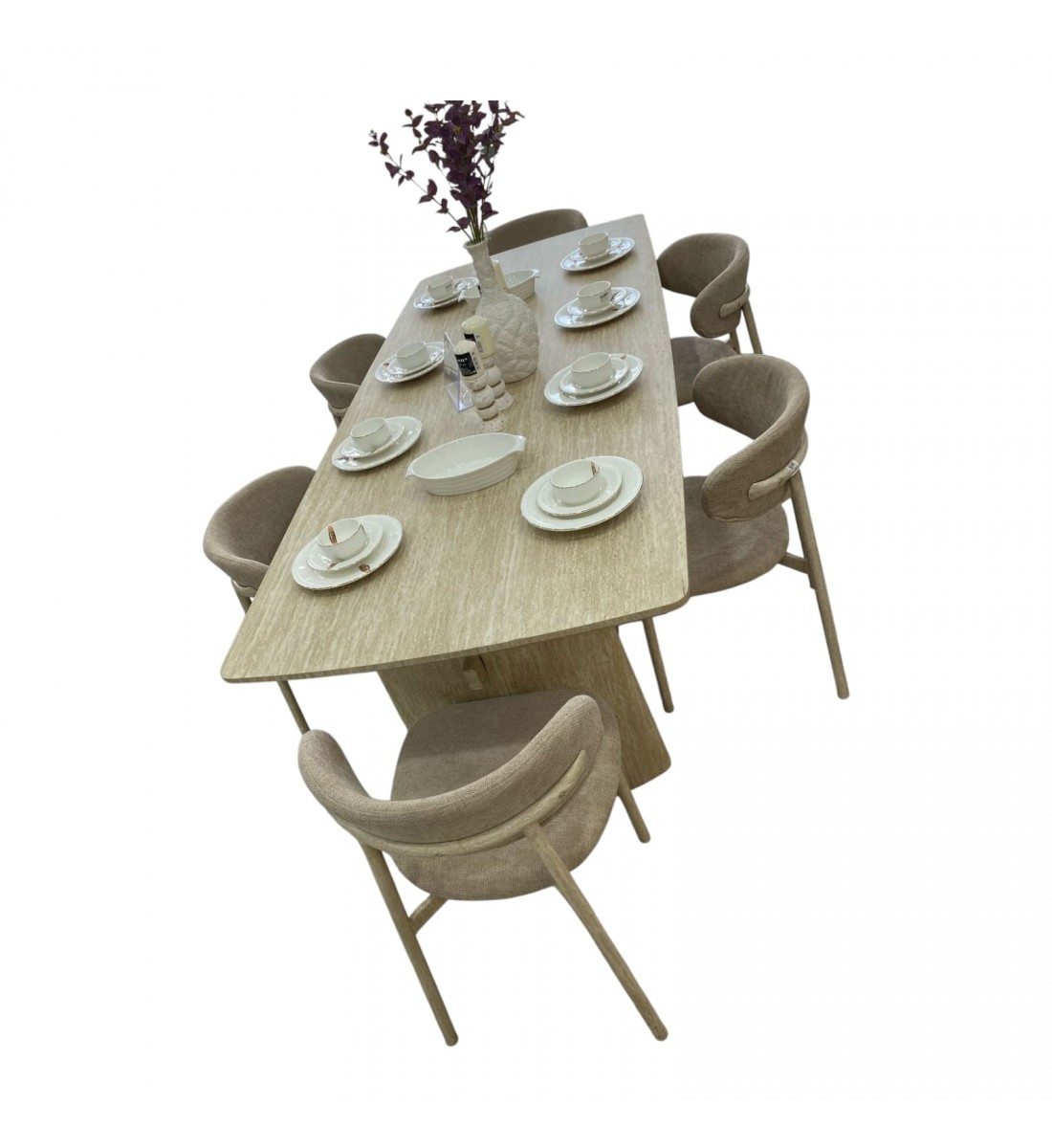 طقم طاولة طعام 6 اشخاص بديل الرخام مقاس 160*100*75 سم طقم طاولة طعام 6 اشخاص بديل الرخام مقاس 160*100*75 سم