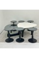 طقم طاولات 8قطع سطح الطاولة الاولى: بديل الرخام ترافنتينو ملمس ناعم ،والثانيه سطح زجاج قاعداتهما خشب لون اسود طقم طاولات 8قطع سطح الطاولة الاولى: بديل الرخام ترافنتينو ملمس ناعم ،والثانيه سطح زجاج قاعداتهما خشب لون اسود