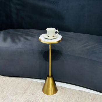 طاولة زينة حديد بسطح رخامي - 22×22×58سم 