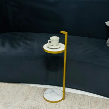 طاولة زينة بتصميم حرف C وسطح رخامي21×21×70سم 