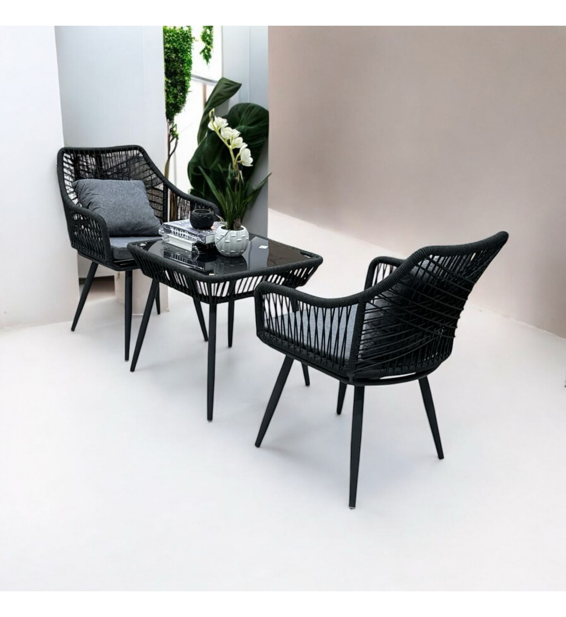 Tea table set, 2 chairs and a table