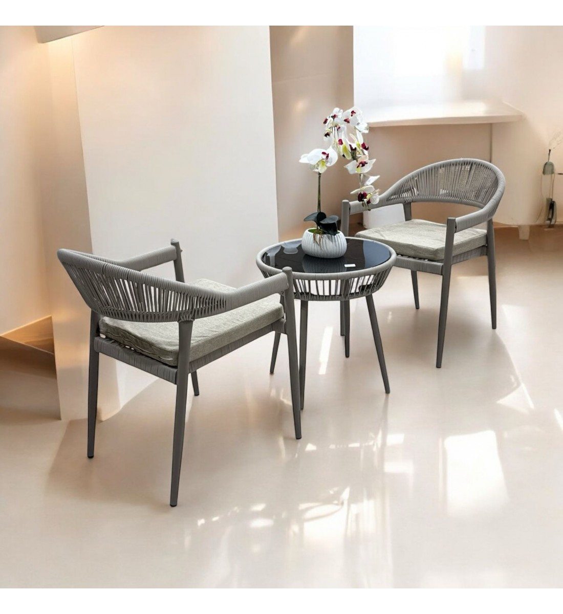 Tea table set, 2 chairs and a table