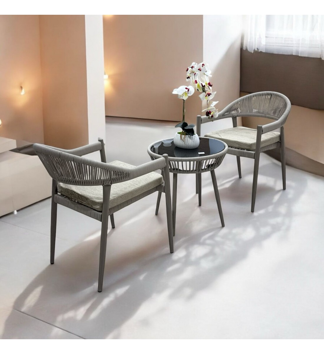 Tea table set, 2 chairs and a table
