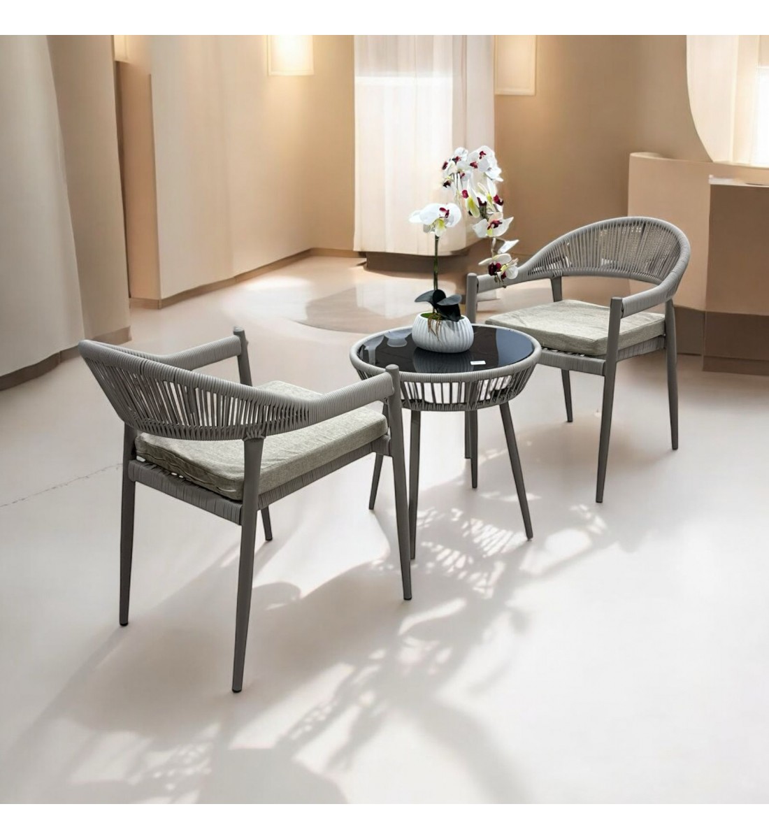 Tea table set, 2 chairs and a table