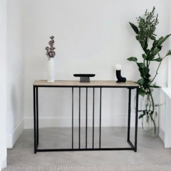 طاولة مدخل خشب علي حديد -خشب بيج  120×80×40سم 