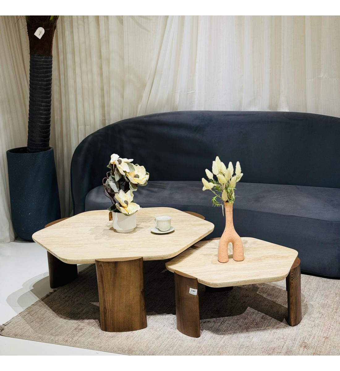 Shelley Travertine Marble Coffee Table Set