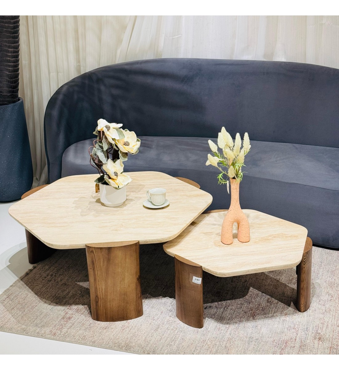 Shelley Travertine Marble Coffee Table Set