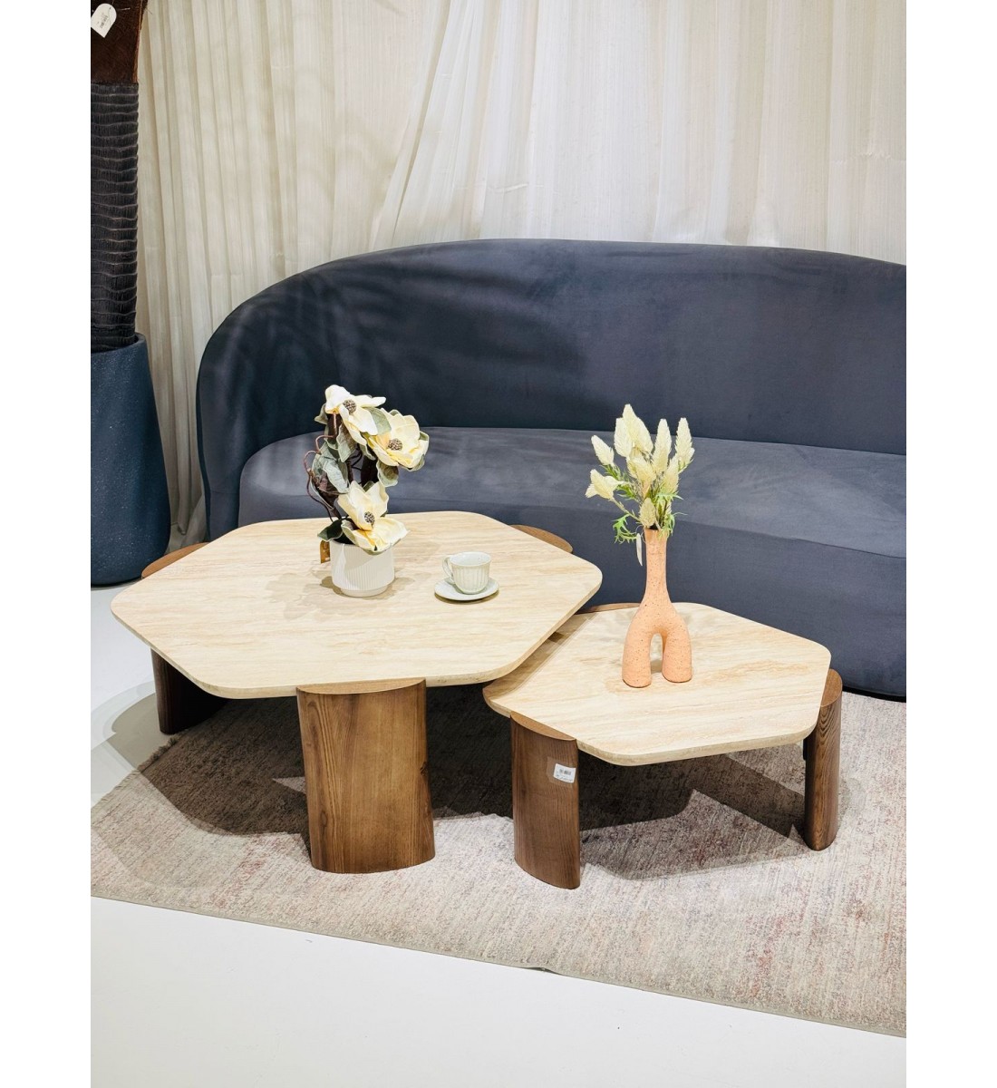 Shelley Travertine Marble Coffee Table Set