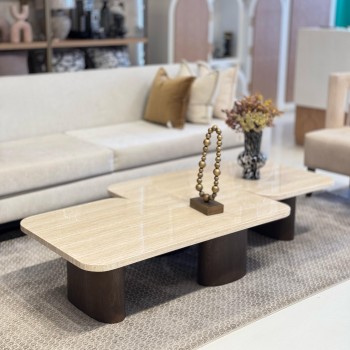 طقم طاولة شاي وقهوة رخام ترافنتينوا