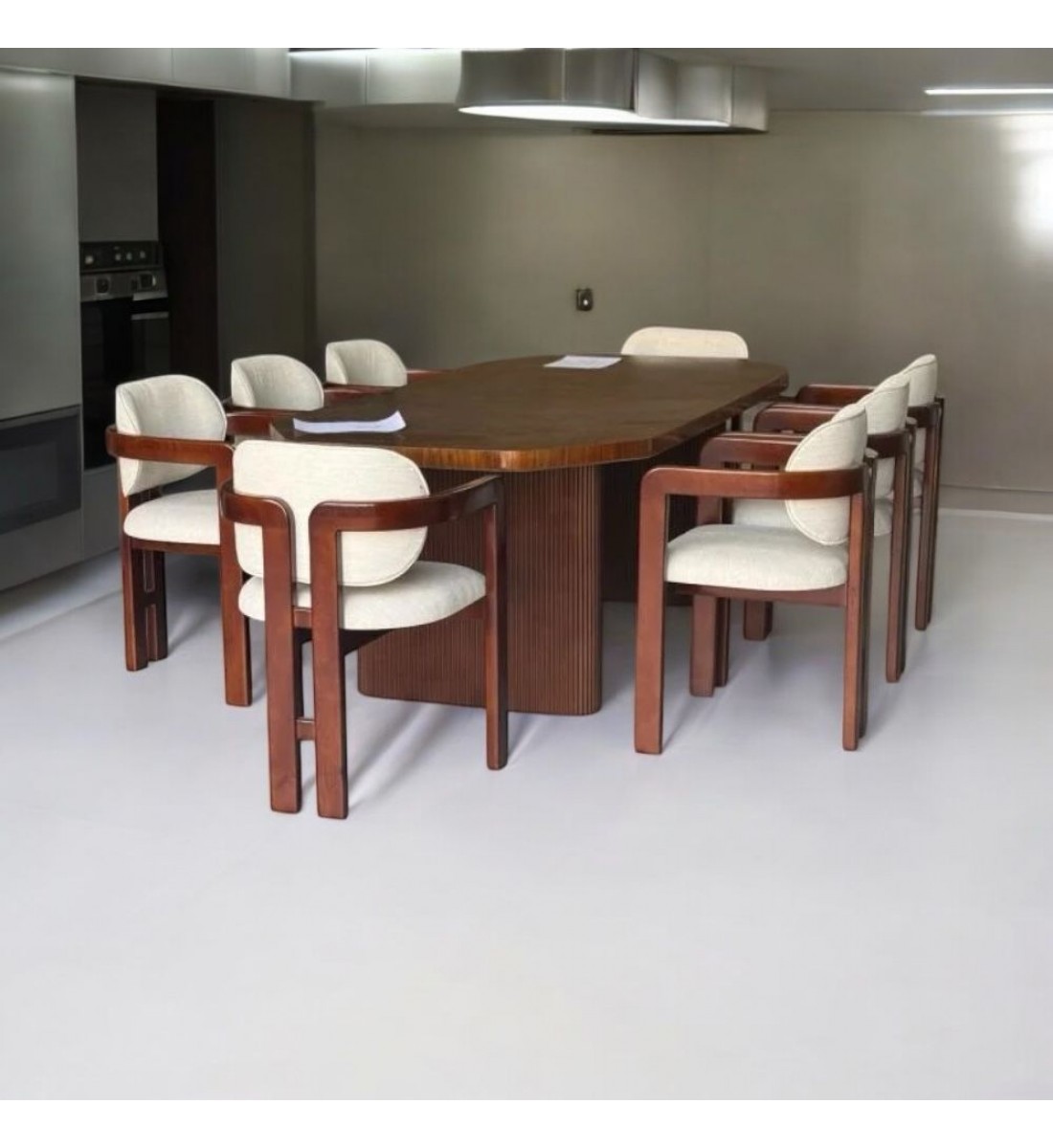 طقم طاولة طعام 8 كراسي سطح قشرة الجوز قاعده خشب طقم طاولة طعام 8 كراسي سطح قشرة الجوز قاعده خشب