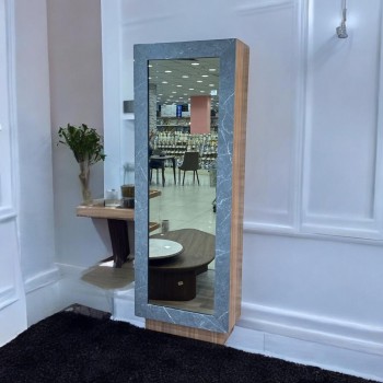   دولاب تخزين متعدد الاستخدامات علاقة عباية خشب رمادي مرايا 200×70×33سم 