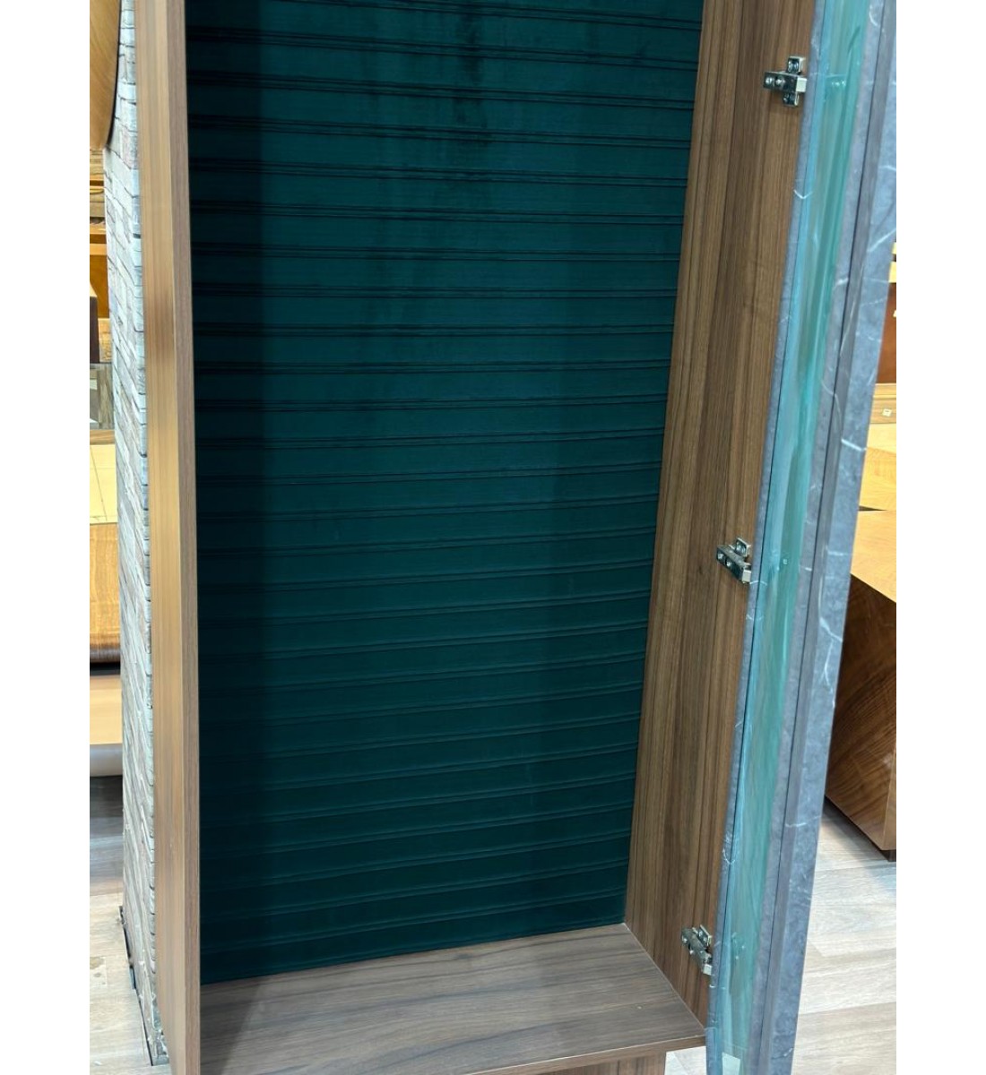   دولاب تخزين متعدد الاستخدامات علاقة عباية خشب رمادي مرايا 200×70×33سم 