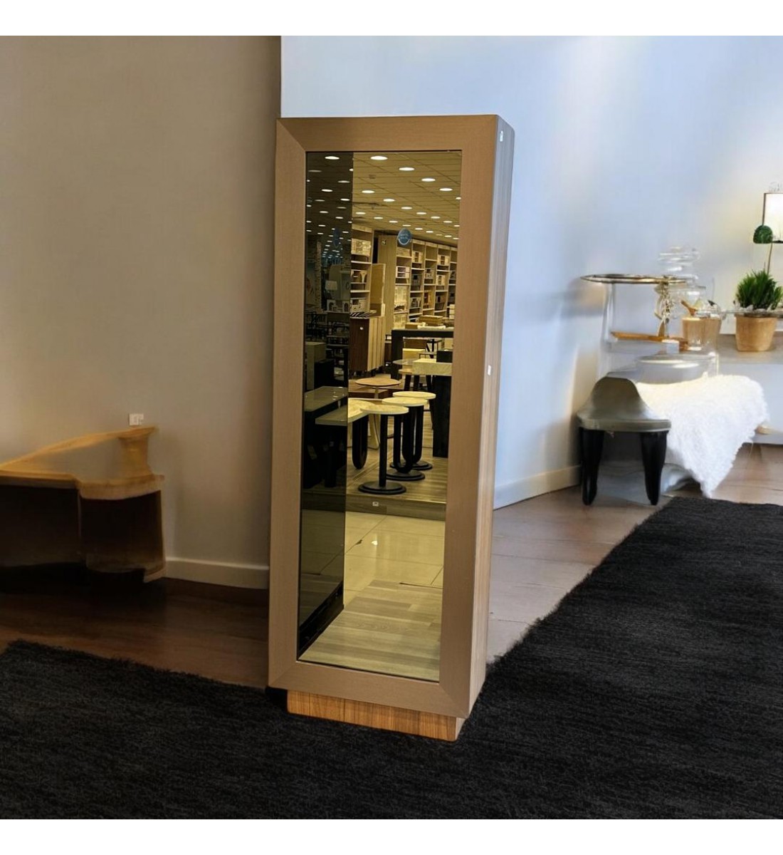   دولاب تخزين متعدد الاستخدامات علاقة عباية خشب بني مرايا 200×70×33سم 