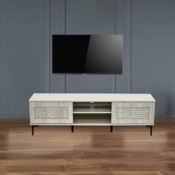 طاوله تلفزيون خشب رمادي مع قواعد معدن160 ×40×48سم 