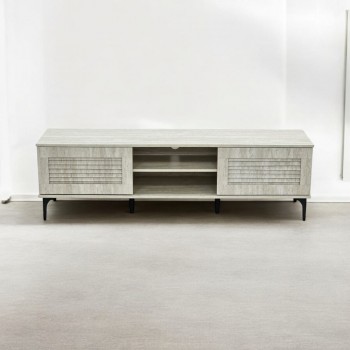 طاوله تلفزيون خشب رمادي مع قواعد معدن160 ×40×48سم 