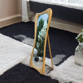 مرآة بإطار خشب بيج من رضا - 70×170سم 
