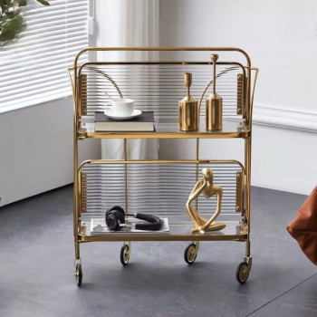 عربية تقديم ستانلس ستيل قابل للطي ذهبي 