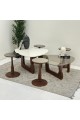 طقم طاولات 6قطع سطح الطاولة الاولى: بديل الرخام ترافنتينو ملمس ناعم ،والثانيه سطح زجاج قاعداتهما خشب لون بني