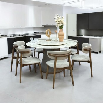 طاوله طعام سيراميك سطح سيراميك 6كراسي 135×80×135سم 