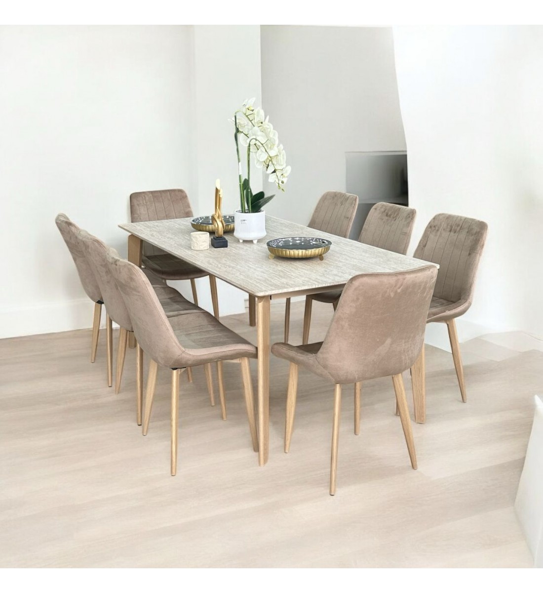 طاولة طعام خشب مع ارجل معدنية 8 كرسي طاولة طعام خشب مع ارجل معدنية 8 كرسي