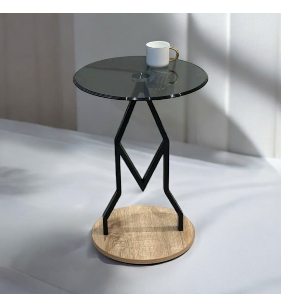 طاولة خدمة جانبية زجاج اسود30×30×55سم 