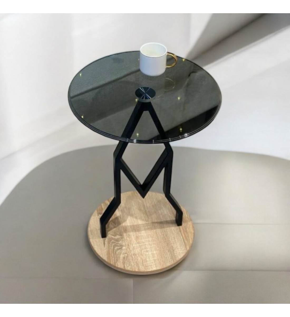 طاولة خدمة جانبية زجاج اسود30×30×55سم 