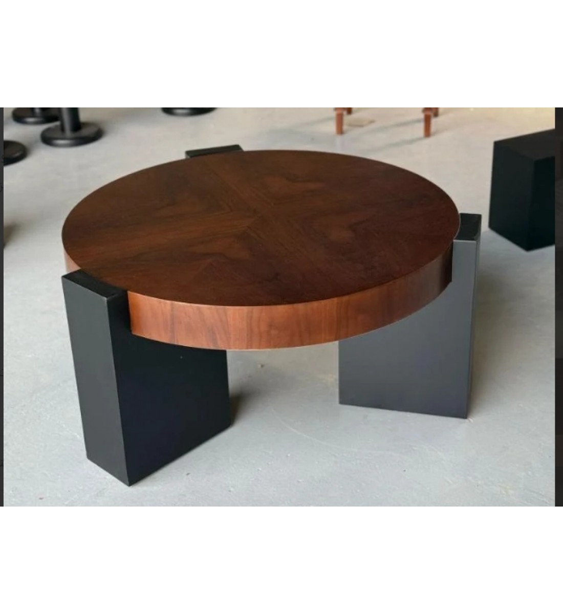 طقم طاولات تقديم  6قطع سطح قشرة الجوز