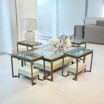 طقم طاولات تقديم 5قطع سطح قزاز 